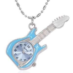  Fashion Blue Guitar Musical Instrument Pocket Watch 