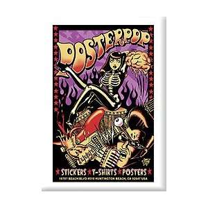 Artist Vince Ray Poster Pop Rockabilly Skeleton Girl Fridge Magnet 