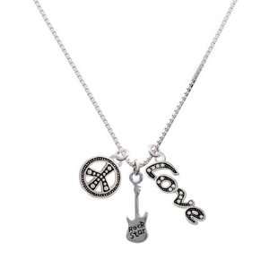  Rock Star Guitar, Peace, Love Charm Necklace [Jewelry 