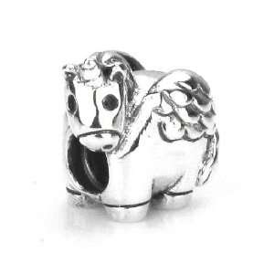   Pegasus Unicorn Solid Sterling Silver European Bead Charm Jewelry