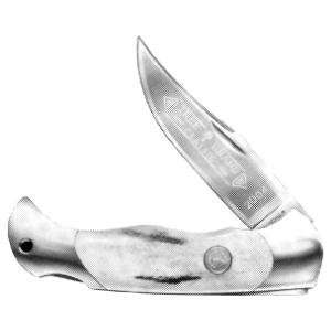  Lockback, Stag/Brass, 3.13 in.