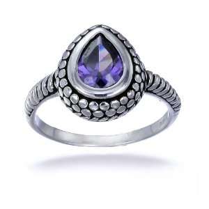 com 6x8MM 1.00 CT Purple Ring Antique Look In Sterling Silver In Size 