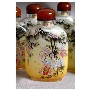   Snuff Bottle, Yellow Floral Tree, Decorative Silk Box   SALE
