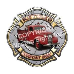   Cross Retired Assistant Chief Firefighter Decal   24 h   REFLECTIVE