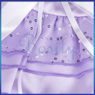 Pet Dog Wedding Dress Apparel Clothes Satin   Purple S  