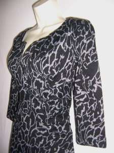 ADRIANNA PAPELL Black/Gray Print Ponte Knit Career/Cocktail Dress 14 