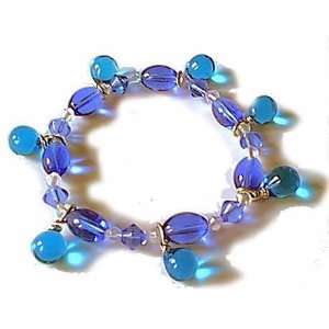   Blues ~ Lampwork Glass Bobble Bead Bracelet Arts, Crafts & Sewing