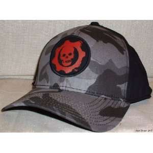  GEARS OF WAR Black Cameo Logo Flex Fit Baseball Cap HAT 