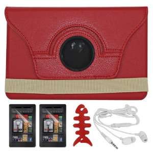  Skque Red Rotating Leather Case with Stand with 2 Pack 
