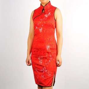  Women Sleeveless Mini Dress Cheongsam Red Available Sizes 