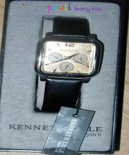 Kenneth Cole Mens Gold Face Watch Leather Band NEW  