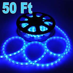 50 Blue Flexible Led Neon Rope Light 120V 2 Wire Tube 1/2 Outdoor 