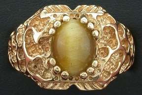 14Kt Solid Heavyweight Nugget Catseye Ring Gold Ring Size 11  