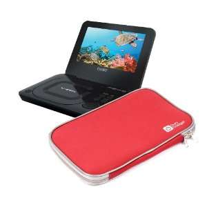  Red Durable Neoprene Mobile DVD Player Case With Dual Zip 