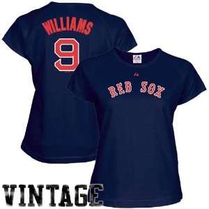  MLB Majestic Boston Red Sox #9 Ted Williams Ladies Navy 