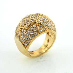  Gold over Sterling Silver Vermeil Pave Dome Ring Size 7 Jewelry