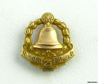 Vintage Telephone Company Pin   10K Gold Illinois Bell 25 Years 