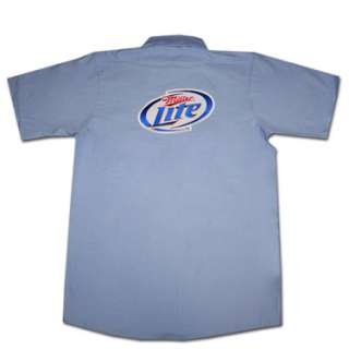 Miller Lite Button Up Light Blue Costume Delivery Workshirt  