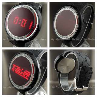 CLOCK WATER DIGITAL LED TOUCH SCREEN HOURS DATE BLACK RUBBER WRIST 