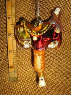 Midwest of Cannon Falls Blown Glass Horseback Riding Saddle Christmas 
