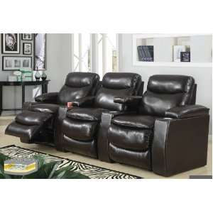   3pcs Reclining Home Theater Leather Sofa, #BQ S353P1