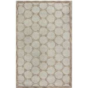    Tufted Wool Carpet Area Rug 5x8 Beige Honeycombs Furniture & Decor