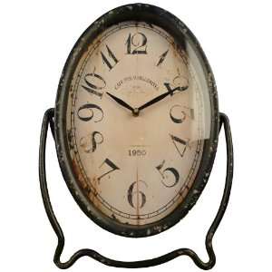  Wilco Imports Distressed Oval Metal Table Clock