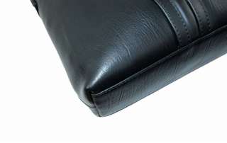   Cowhide Leather Case Briefcase Messenger Laptop Bag Black 14  