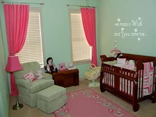 MADE A WISH Wall Art Decal Baby Kids Room Nursery Girl  