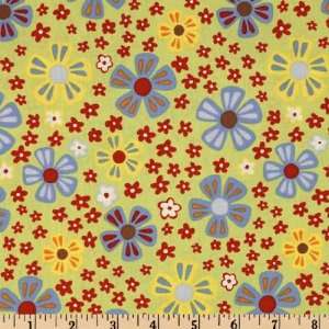  44 Wide Frolic Small Flowers Green Fabric By The Yard 