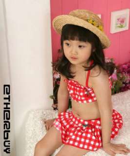 Red Strawberry Girls Swimwear Swimsuit Bikini SETS 3 7T  