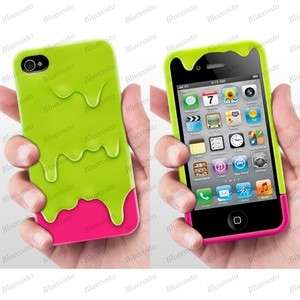 3D Melt ice Cream Case Back Cover Skin For Apple iPhone 4S 4 4G green 
