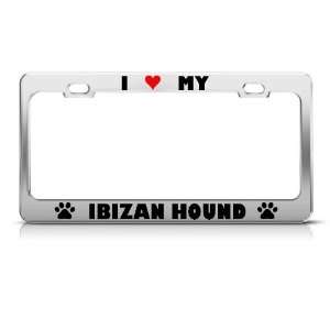 Ibizan Hound Paw Love Heart Dog license plate frame Stainless Metal 