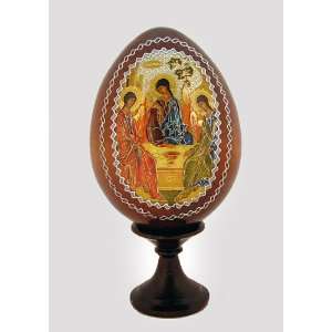  Trinity Icon Decoupage Wood Egg, Orthodox Authentic 