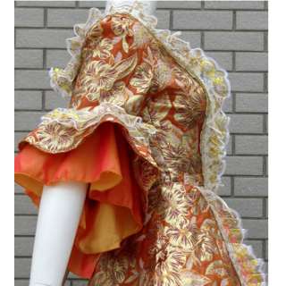 Orange Medieval Marie Antoinette Masquerade Ball Gown Halloween 