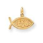 JESUS ICHTHUS FISH PENDANT 14K YELLOW GOLD 19MM NEW  