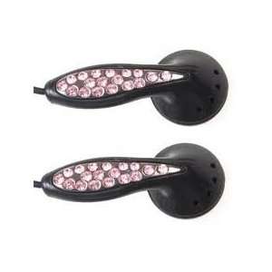  iCandy Earbuds Black with Pink Crystals 