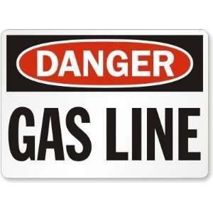  Danger Gas Line Laminated Vinyl Sign, 14 x 10 Office 