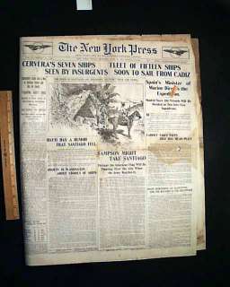 SIEGE OF SANTIAGO Spanish American War 1898 Newspaper *  