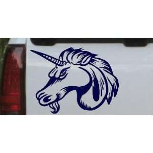 Unicorn Head Animals Car Window Wall Laptop Decal Sticker    Navy 16in 