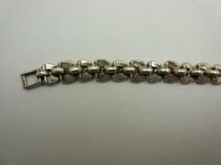 Vintage Sterling Silver Marcasite Marquis Link Bracelet  