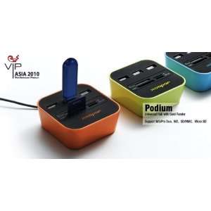   Color Options) Xoopar PODIUM   USB Hub and Memory Card Reader   ORANGE