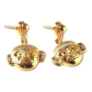  Gold plated dangle earrings, Inca Warrior Jewelry