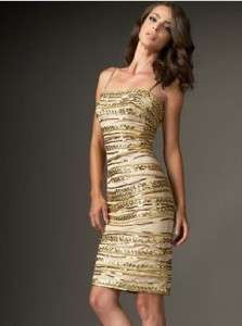 MANDALAY Gold Horizon Sequined Spaghetti Strap Dress 8 NWT $985  