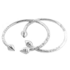  Spear .925 Sterling Silver West Indian Bangles (Pair 