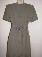 Miss Dorby Petite Long Sage Olive Green Floral Short Sleeve Dress 6P 