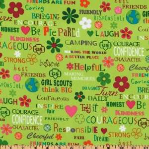 44 Wide Girl Scouts(R) Inspiration Words Lime Fabric By 