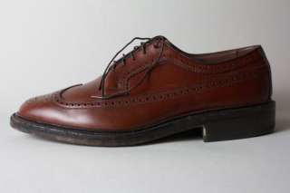 Vtg Allen Edmonds Brown Leather Wingtip Oxford Shoe 9.5  