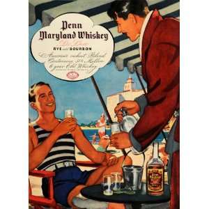  1935 Ad Penn Maryland Whiskey Rye Bourbon Beach Drink 