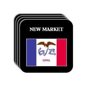 US State Flag   NEW MARKET, Iowa (IA) Set of 4 Mini Mousepad Coasters